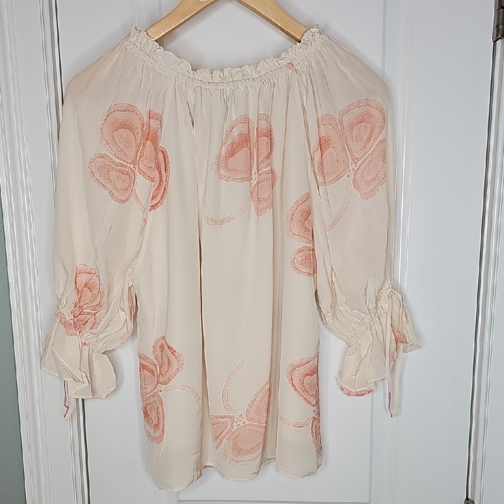 REISS Elise Floral Printed Bardot Top - Size 8 - Picture 3 of 5